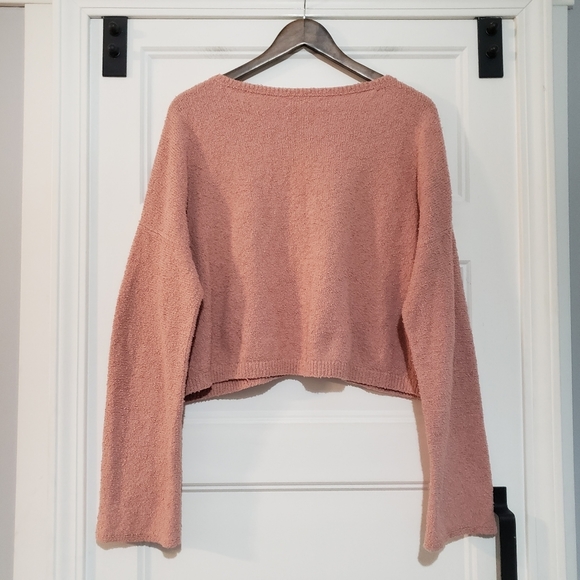 Velvet Graham + Spencer Womens XL Nabi Knit Crop Boxy Sweater Long Sleeve Pink - Picture 2 of 9